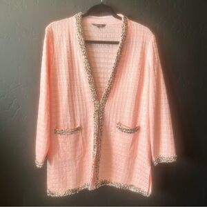 MISOOK Women's Pink Black Trim knit Cardigan Jacket Size M